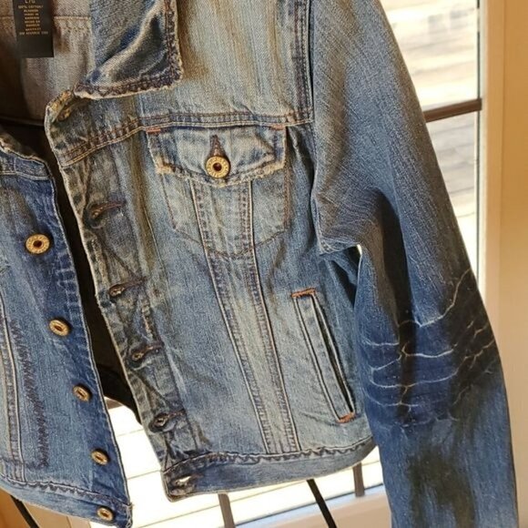 Ralph Lauren Black Label Polo Jeans Original Distress Slv Blue Sz L Jean Jacket - Picture 9 of 16